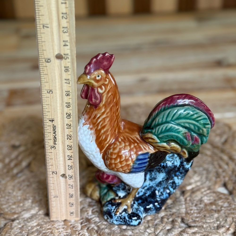 Colorful Ceramic Rooster Figurine - Picture 5 of 6